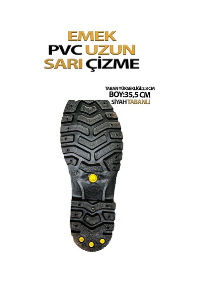 Pvc Uzun Çizme Sarı Tabanı Siyah