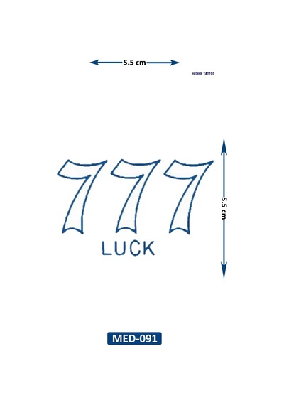 777 Şans Melek Sayısı 5 Cm Minimal Geçici Dövme Yarı Kalıcı Geçici Dövme