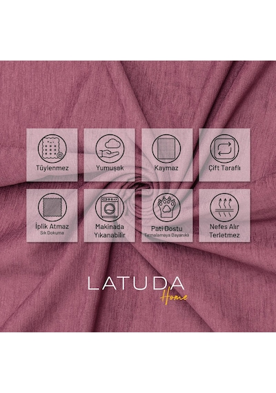 Kaymaz Koltuk Örtüsü Çift Taraflı Mikrofiber Şönil 175x350 Cm Xl- Rose Kedi Köpek Ve Çocuk Dostu Rose