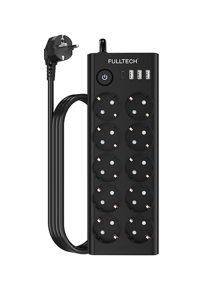 Fulltech Ftr-14 Çoklu Priz 10 Lu + 3 Usb + 1 Type-c 3680w 16a Anahtarlı Akım Korumalı Uzatma Prizi 2 m
