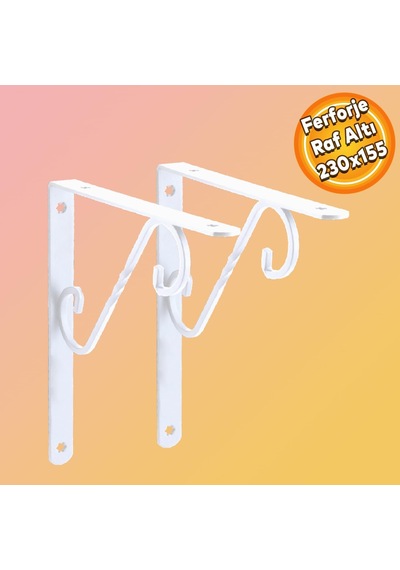 Raf Altı Raf Tutucu Ayak Ferforje Beyaz 230 X 155 Mm 2 Adet Belirtilmemiş