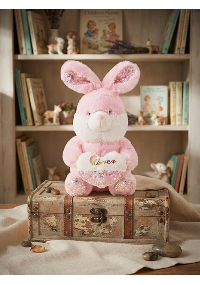 Peluş Pullu Tavşan-50 Cm Açık Pembe