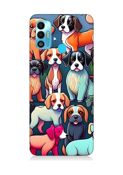 Tecno Spark 7t Uyumlu Silikon Kılıf Sevimli Pastel Köpekler