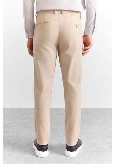 Süvari Bej Slim Düz Armürlü Normal Bel Casual Pantolon Pn2020500766-bj3