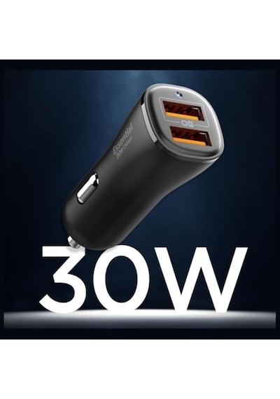 30w Usb-a 2 Port Araç İçi Hızlı Şarj Aleti 18w + 12w Akım Korumalı Güç Adaptörü Çakmaklık İphone & Android & İpad Type-c Pd Ev302 - Acp08700