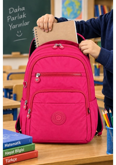 Pembe İlkokul Okul Çantası Çocuk Sırt Çantası Spor Ve Günlük Kullanım 40 X 30 X 15 Cm Çok Renkli