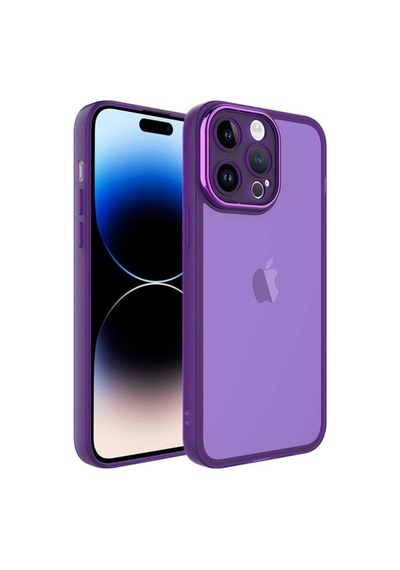 Apple Uyumlu iPhone 14 Pro Kılıf Kamera Korumalı Transparan Zore Post Kapak Derin Mor