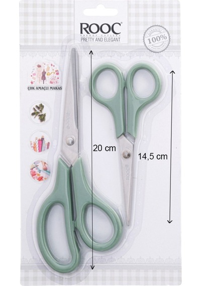 Makri Home 2'li Çok Amaçlı Makas Seti Küçük Boy Yeşil, 14.5 Cm