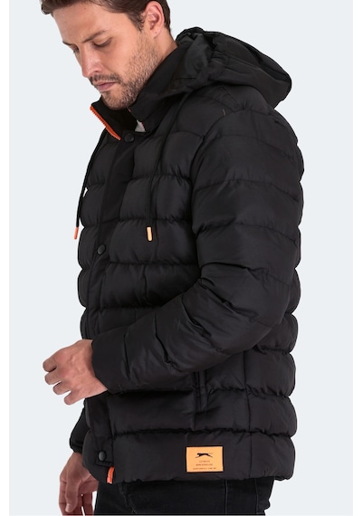 Slazenger Salıne Erkek Kapüşonlu Şişme Siyah Mont & Kaban Siyah