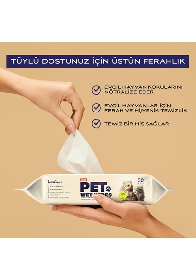 Köpekler Ve Kediler İçin Evcil Hayvan Mendilleri, Nazik Bakım Ve Temizlik Mendilleri, Patiler, Tüyler Ve Yüz İçin
