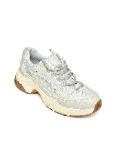 Fox Shoes U312414209 Gri Kalın Tabanlı Spor Ayakkabı Sneakers Gri-suni Deri Çok Renkli