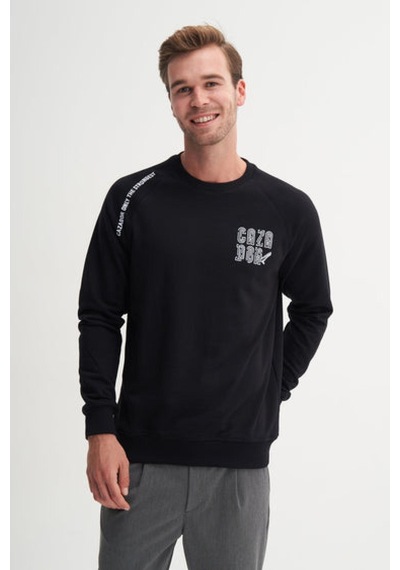 Cazador 53720 Erkek Kapşonlu Yaka Sweatshirt Siyah