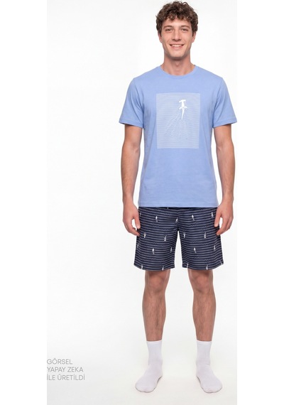 Penti Erkek Renkli Lighthouse Bay Şortlu Pijama Takımı