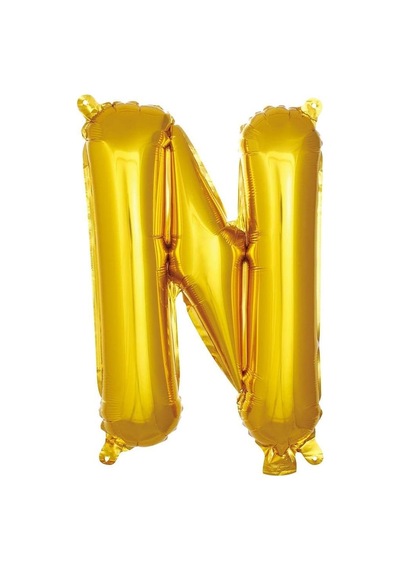 N Harfi 16 İnç Gold Renk Folyo Balon 36 Cm Altın 256