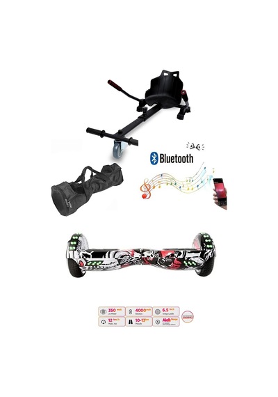 Elektrikli Kaykay Scooter Akıllı Denge Hoverboard + Hoverkart + Çanta Full Ledli Extrem Paket D06