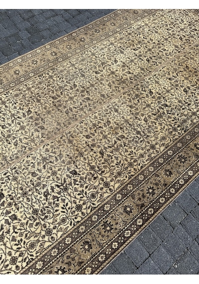 El Dokuma Bünyan Halısı 140x280 Kahve Krem Eskitme İnce Halı Bej - Krem