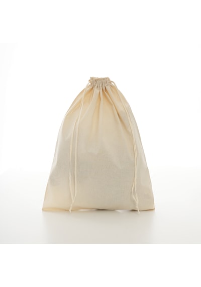 10 Adet Büyük Boy Ham Bez Büzgülü Kese - 40x50 Cm %100 Pamuk Sürdürülebilir Saklama Torbası Krem
