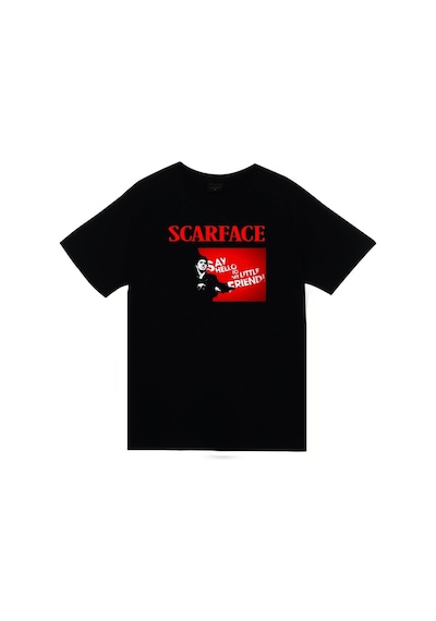 Scarface Tony Montana Baskılı Unisex %100 Pamuk Siyah T-shirt SIYAH