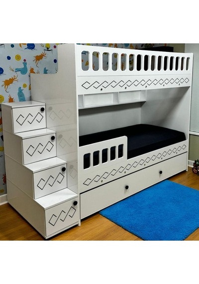 Pretty Mdf Çelik Profilli Yavrulu Ranza Beyaz M2