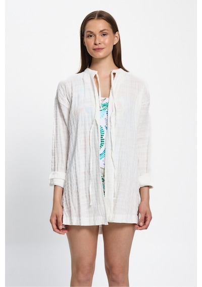 Toosalty Kadın Beyaz Uzun Kollu %100 Cotton Plaj Gömleği 25pl13st Beyaz