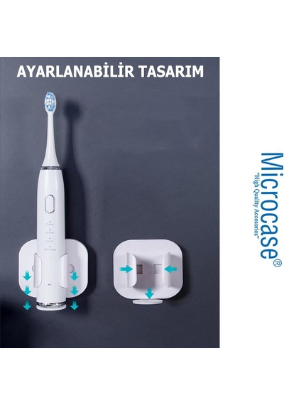 Microcase Yapışkanlı Duvara Monte Ayarlanabilir Şarjlı Diş Fırçası Tutucu Stand-al4801 Çok Renkli