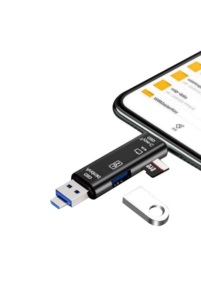 Go İthalat 5 İn 1 Çok Fonksiyonlu Usb 2.0 Micro Sd Kart Okuyucu - Usb/micro Usb/type-c Çıkışlı, Otg