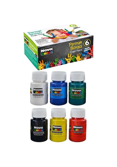 Parmak Boyası Bebek El Ayak İzi Tuval 25x35 Cm Boyama Seti Yıkanabilir Çok Renkli