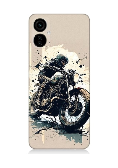 Tecno Spark 9 Pro Uyumlu Motorsikletçi Desenli Silikon Kılıf