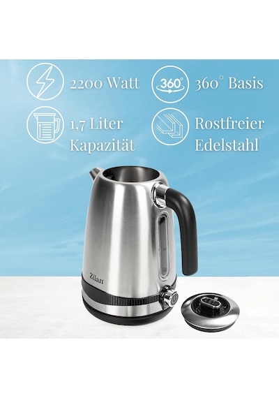 Tr Paslanmaz Çelik Su Isıtıcısı 1,7 Litre %100 Bpa İçermez 2200 Watt Dijital Sıcaklık Göstergesi Sıca
