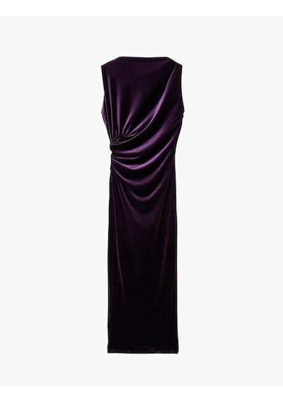 Koton Dik Yaka Slim Fit Kolsuz Drapeli Yırtmaç Detaylı Uzun Bodycon Kadife Elbise Mor 6wak80091uk Koton Dik Yaka Slim Fit Kolsuz Drapeli Yırtmaç Detaylı Uzun Bodycon Kadife Elbise Mor 6wak80091uk