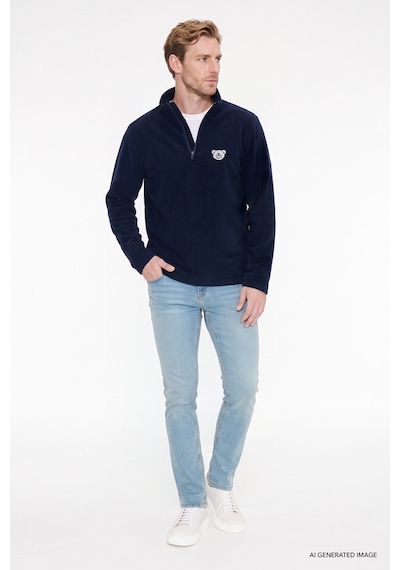 Ac&Co / Altınyıldız Classics Erkek Lacı Anti-pilling Tüylenme Yapmayan Soğuk Geçirmez Standart Fit Bato Yaka Sweatshirt Polar
