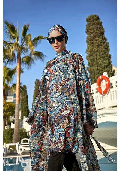 Remsa Mayo Remsa Tesettür Mayo Üzerine Tek Kaftan Kimono Pareo Rp008 Tülay Siyah