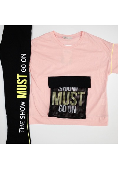 Via Girls Show Must Go On Baskılı Toz Pembe Takım Açık Pembe