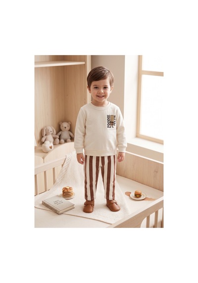 Deniva Kids Erkek Çocuk %100 Pamuklu Çizgili Pantolonlu Sweatshirt Kreş Takımı 2'li Set Kahverengi Deniva Kids Erkek Çocuk %100 Pamuklu Çizgili Pantolonlu Sweatshirt Kreş Takımı 2'li Set Kahverengi