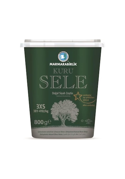 Marmarabirlik Doğal Kuru Sele 381-410 KB 3XS Siyah Zeytin Kutu 800 G