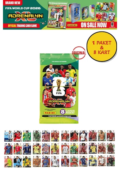 Dünya Kupası Fıfa 2026 Panini Adrenalyn Xl Koleksiyon Kartı Booster 1 Paket 8 Kart