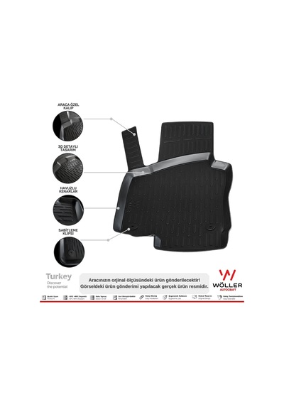Volkswagen Golf 5 Paspas 2004 - 2008 Arası 3D Havuzlu Wöller Paspas