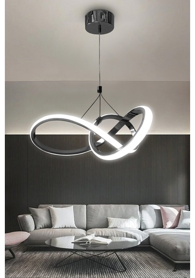 Düz 3 Renk Kardelen Model Beyaz- Sarı- Gün Işığı Modern Sarkıt Led Avize Siyah 3 Renk