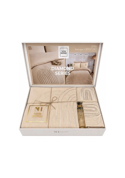 Punç Nakışlı Diamond Series Nevresim Takımı Çift Kişilik Ve Oda Kokusu  Kutulu Luna-cappucino