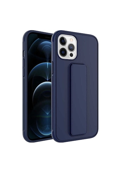 Apple Uyumlu iPhone 12 Pro Max Kılıf Zore Qstand Kapak Lacivert