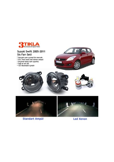Suzuki Swift 2005-2011 Beyaz Led Xenon Sis Farı Seti
