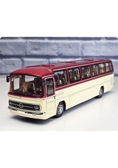 1:24 Ölçek 25 Cm Mercedes-benz O302 Sesli Işıklı Metal Model Otobüs Bordo