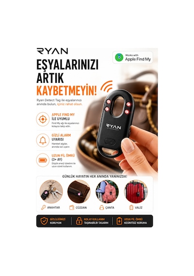 Akıllı Eşya Bulucu Find My Destekli Smart Tag  Dedektörü Anti-loss Konum Takipli