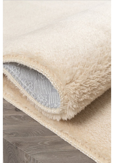 Vl Comfort Düz Saçaklı Peluş Düz Yolluk Bej Bej Düz Overlok