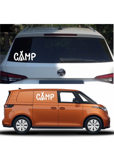 Kamp Yazılı Sticker - 4x4 Off Road Pickup Sticker - Araba Oto Motosiklet Karavan Cam Sticker - 02165 10x5 Cm
