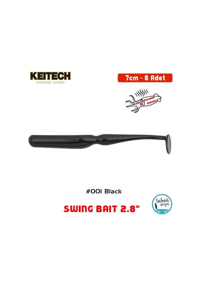 Keitech Swing Bait 7cm 2.8" 001 Black Kokulu Silikon Balık