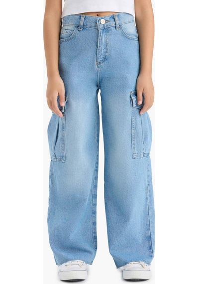 Defacto Kız Çocuk Wide Leg Kargo Geniş Paça Jean Pantolon E5878a825aunm39 Mavi Defacto Kız Çocuk Wide Leg Kargo Geniş Paça Jean Pantolon E5878a825aunm39 Mavi