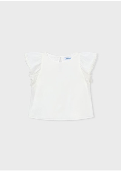 Kız Çocuk Şifon T-shirt Ekru
