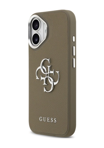 Apple Uyumlu iPhone 17 Kılıf Guess Lisanslı Grained 4g Metal Büyük Logolu Kapak Kahverengi Kahverengi