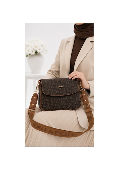 Genel Markalar Yeni Sezon Kolon Askılı 4 Bölmeli Kadın Çantası 25x15cm Kahverengi